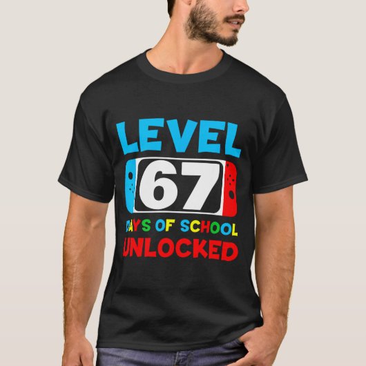 67th Day Of School Gamer Level 67 Days Unlocked 6 T-Shirt (Vorderseite)