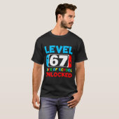 67th Day Of School Gamer Level 67 Days Unlocked 6 T-Shirt (Vorne ganz)