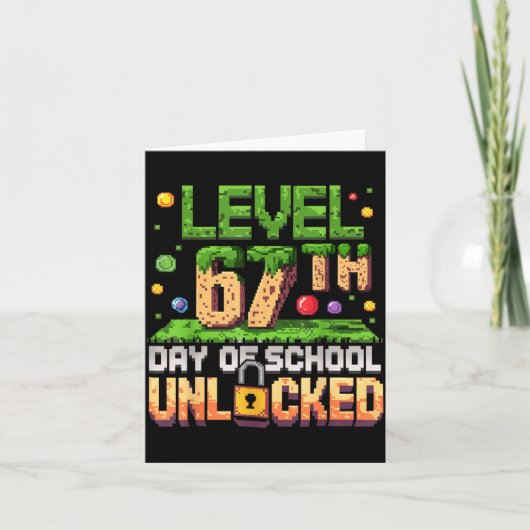 67th Day Of School Gamer Level Unlocked 100 Days O Karte (Vorderseite)