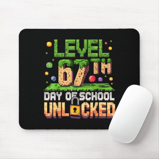 67th Day Of School Gamer Level Unlocked 100 Days O Mousepad (Mit Mouse)