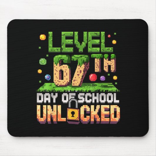 67th Day Of School Gamer Level Unlocked 100 Days O Mousepad (Vorne)