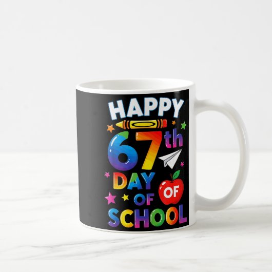 67th Day Of School Happy 67 Days Meme Teacher Kids Kaffeetasse (Rechts)