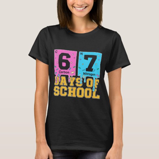 67th Day Of School Kids Funny Meme Six Seven Perio T-Shirt (Vorderseite)