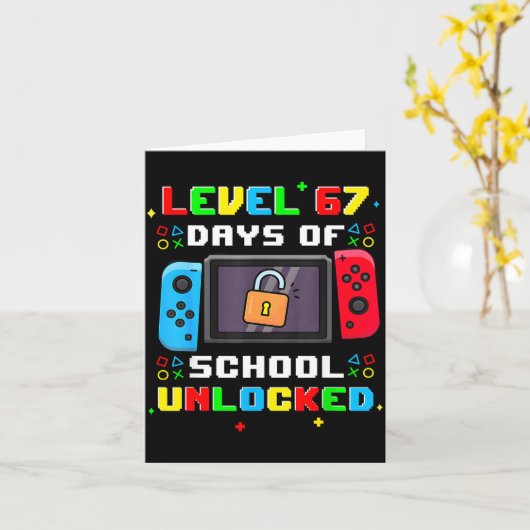 67th Day Of School Level 67 Days Of School Unlocke Karte (Gelbe Blume)