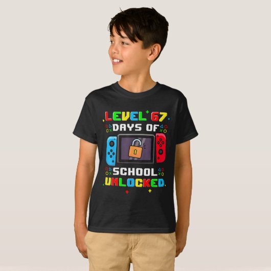 67th Day Of School Level 67 Days Of School Unlocke T-Shirt (Vorne ganz)