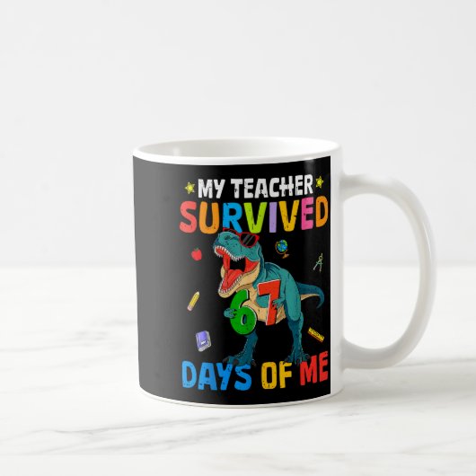 67th Day Of School My Teacher Survived 67 Days Boy Kaffeetasse (Rechts)