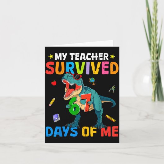 67th Day Of School My Teacher Survived 67 Days Boy Karte (Vorderseite)