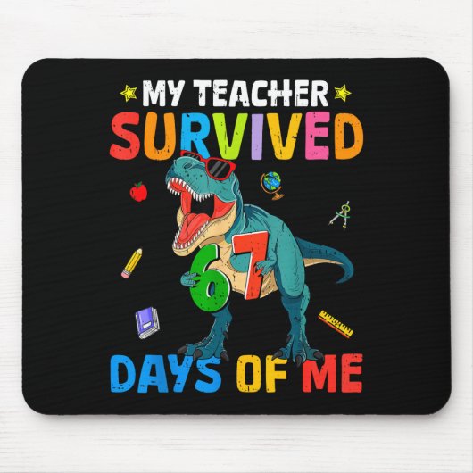 67th Day Of School My Teacher Survived 67 Days Boy Mousepad (Vorne)