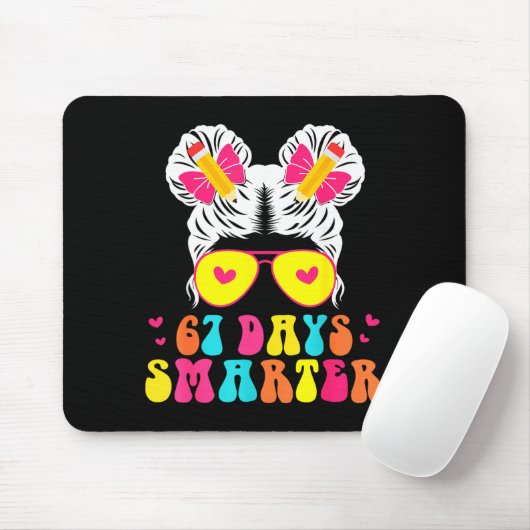 67th Day Of School Shirt 67 Day Smarter Bun Teache Mousepad (Mit Mouse)