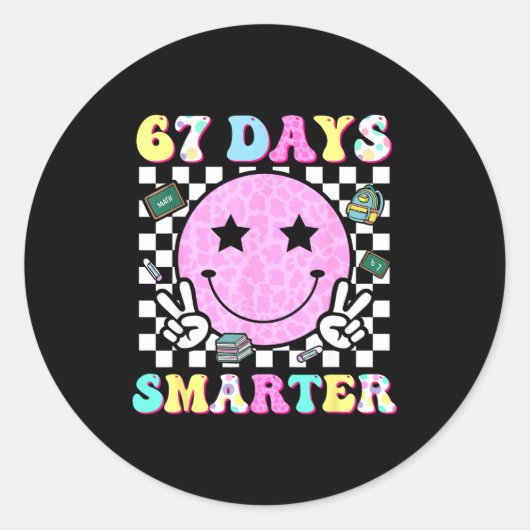 67th Day Of School Shirt 67 Days Smarter Teacher B Runder Aufkleber (Vorderseite)