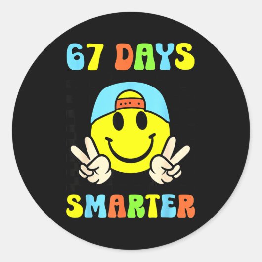 67th Day Of School Shirt 67 Days Smarter Teacher B Runder Aufkleber (Vorderseite)