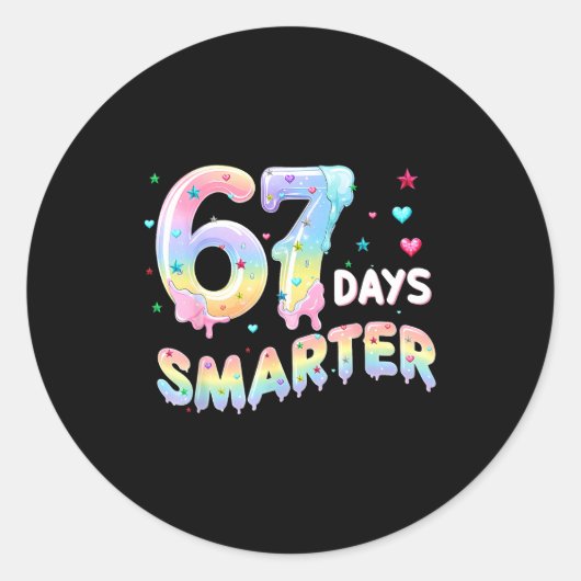 67th Day Of School Shirt 67 Days Smarter Teacher B Runder Aufkleber (Vorderseite)