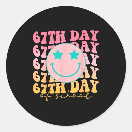 67th Day Of School Shirt 67 Days Smarter Teacher B Runder Aufkleber (Vorderseite)