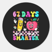 67th Day Of School Shirt 67 Days Smarter Teacher B Runder Aufkleber (Vorderseite)