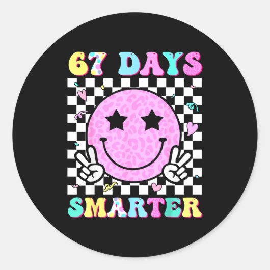 67th Day Of School Shirt 67 Days Smarter Teacher G Runder Aufkleber (Vorderseite)