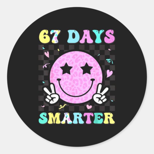 67th Day Of School Shirt 67 Days Smarter Teacher G Runder Aufkleber (Vorderseite)