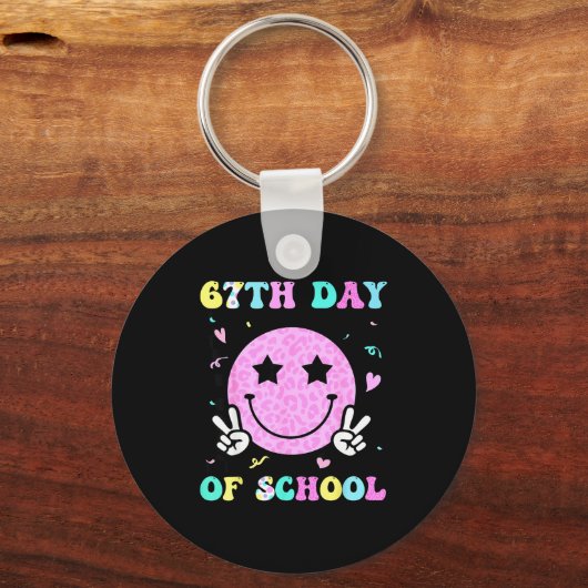 67th Day Of School Smile Face Six Seven Meme Girls Schlüsselanhänger (Vorderseite)