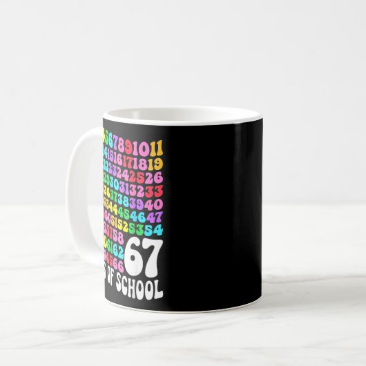 67th Day Of School Teacher 67 Days Math Numbers  Kaffeetasse (Vorderseite Links)