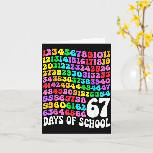 67th Day Of School Teacher 67 Days Math Numbers  Karte (Gelbe Blume)