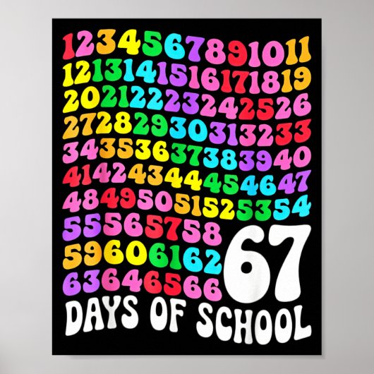67th Day Of School Teacher 67 Days Math Numbers  Poster (Vorne)