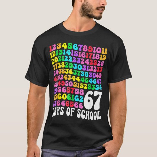 67th Day Of School Teacher 67 Days Math Numbers T-Shirt (Vorderseite)