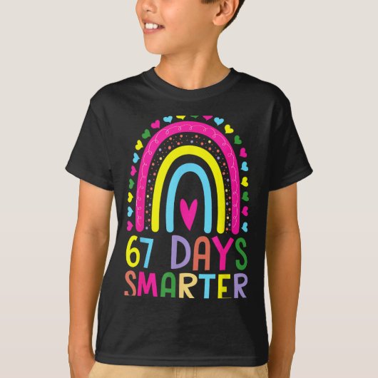 67th Day Of School Teacher 67 Days Smarter Rainbow T-Shirt (Vorderseite)