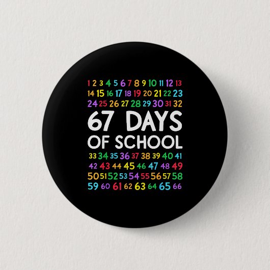 67th Day Of School Teacher Kids 67 Math Numbers 10 Button (Vorderseite)