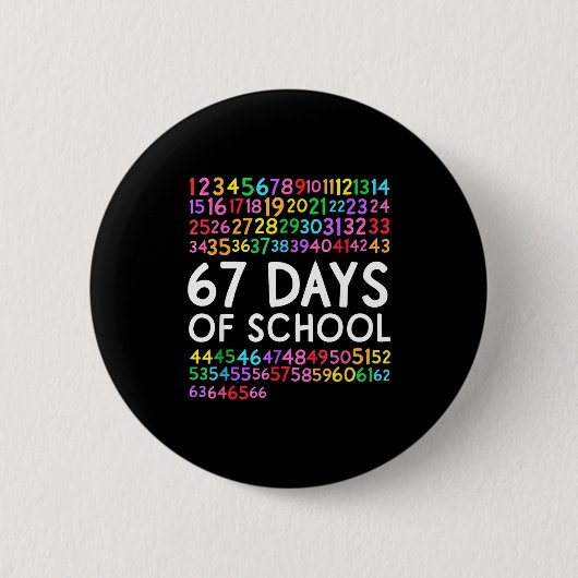 67th Day Of School Teacher Kids 67 Math Numbers 10 Button (Vorderseite)