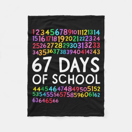 67th Day Of School Teacher Kids 67 Math Numbers 10 Fleecedecke (Vorderseite)