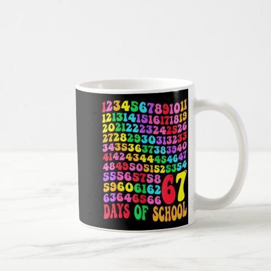67th Day Of School Teacher Kids 67 Math Numbers 10 Kaffeetasse (Rechts)