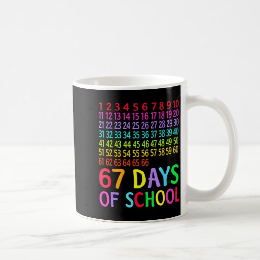 67th Day Of School Teacher Kids 67 Math Numbers 10 Kaffeetasse (Rechts)