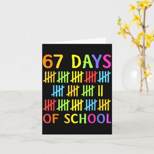 67th Day Of School Teacher Kids 67 Math Numbers 10 Karte (Gelbe Blume)