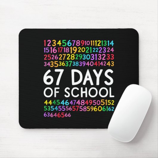 67th Day Of School Teacher Kids 67 Math Numbers 10 Mousepad (Mit Mouse)
