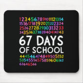 67th Day Of School Teacher Kids 67 Math Numbers 10 Mousepad (Vorne)