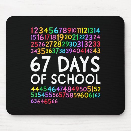 67th Day Of School Teacher Kids 67 Math Numbers 10 Mousepad (Vorne)