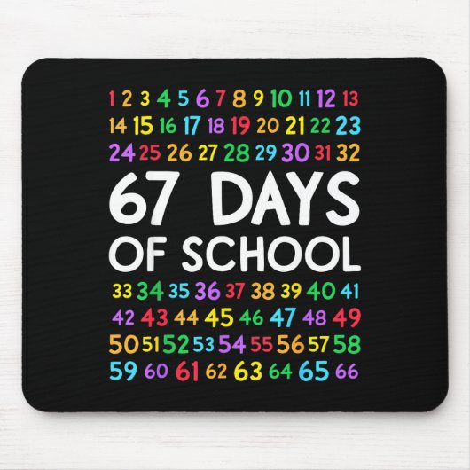 67th Day Of School Teacher Kids 67 Math Numbers 10 Mousepad (Vorne)