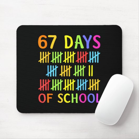 67th Day Of School Teacher Kids 67 Math Numbers 10 Mousepad (Mit Mouse)