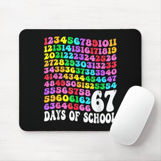 67th Day Of School Teacher Kids 67 Math Numbers 10 Mousepad (Mit Mouse)