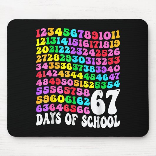 67th Day Of School Teacher Kids 67 Math Numbers 10 Mousepad (Vorne)
