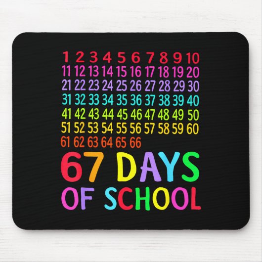 67th Day Of School Teacher Kids 67 Math Numbers 10 Mousepad (Vorne)