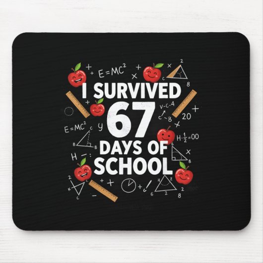 67th Day Of School Teacher Kids 67 Math Numbers 10 Mousepad (Vorne)