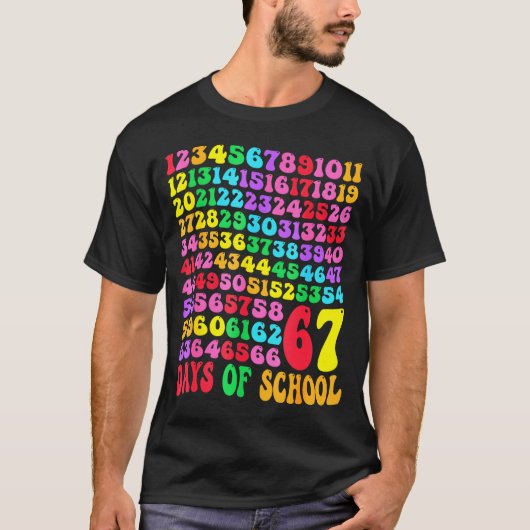 67th Day Of School Teacher Kids 67 Math Numbers 10 T-Shirt (Vorderseite)