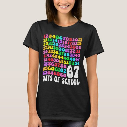 67th Day Of School Teacher Kids 67 Math Numbers 10 T-Shirt (Vorderseite)