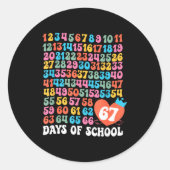 67th Day Of School Teacher Kids Funny Six Seven 10 Runder Aufkleber (Vorderseite)