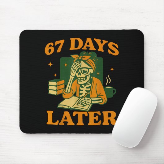 67th Day Of School Teacher Skeleton Funny 6 7 Meme Mousepad (Mit Mouse)