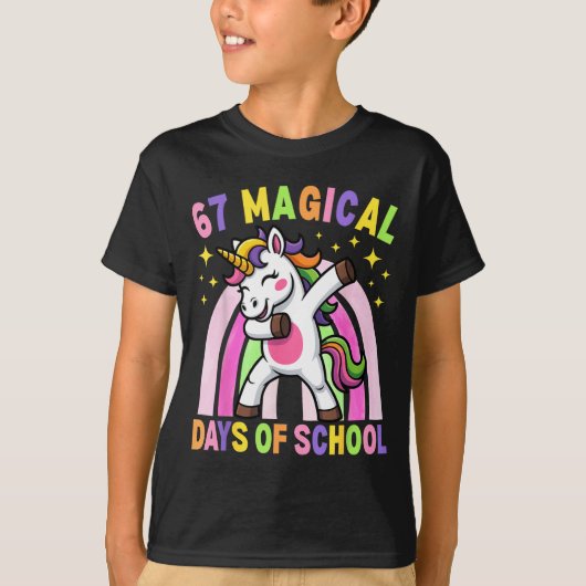 67th Day Of School Unicorn 67 Magical Days Teacher T-Shirt (Vorderseite)