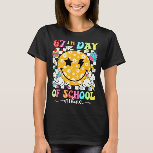 67th Day Of School Vibes 67 Days Smarter Teacher B T-Shirt (Vorderseite)