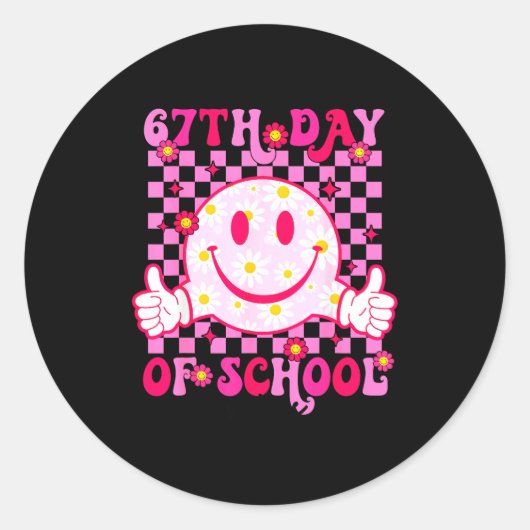 67th Day Of School Vibes 67 Meme Cute Smile Face T Runder Aufkleber (Vorderseite)