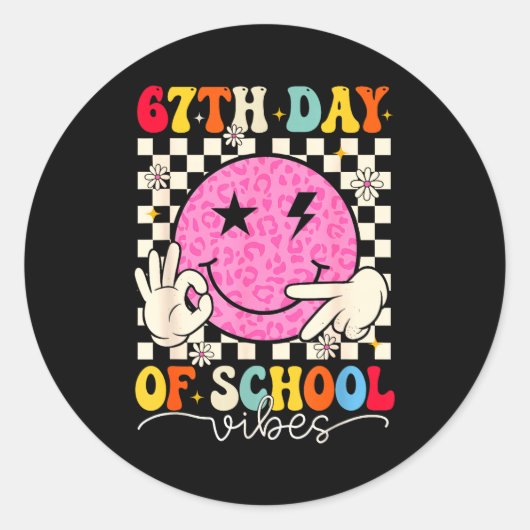 67th Day Of School Vibes Funny Six Seven 67 Meme S Runder Aufkleber (Vorderseite)