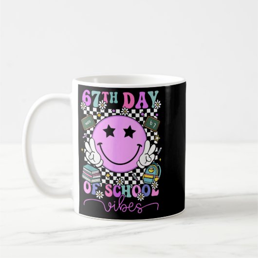 67th Day Of School Vibes Groovy Retro 100 Days Of  Kaffeetasse (Links)